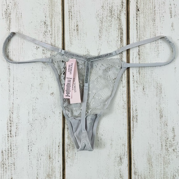 Victoria’s Secret Dream Angels Shine Strap V-String Thong Pantie Medium - Picture 6 of 8